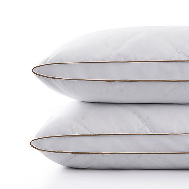 Unikome Pair of Medium-Support Pillows - Breathable Cotton Goose Feather Down Pillow