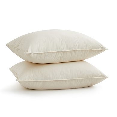 Unikome 75% White Down 4-Layer Cotton Bed Pillow Set of 2 for Luxurious Comfort