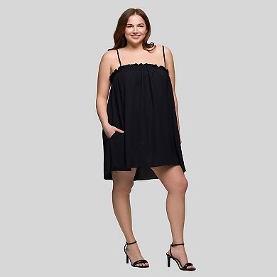 Plus Size 24Seven Comfort Apparel Square Neck Spaghetti Strap Mini Dress