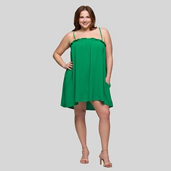 Plus Size 24Seven Comfort Apparel Square Neck Spaghetti Strap Mini Dress