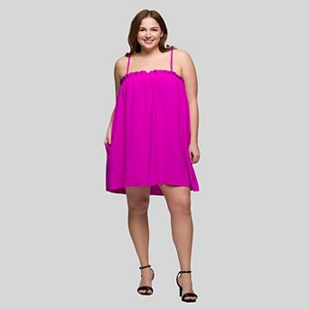 Plus Size 24Seven Comfort Apparel Square Neck Spaghetti Strap Mini Dress
