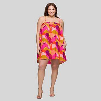 Plus Size 24Seven Comfort Apparel Square Neck Spaghetti Strap Mini Dress