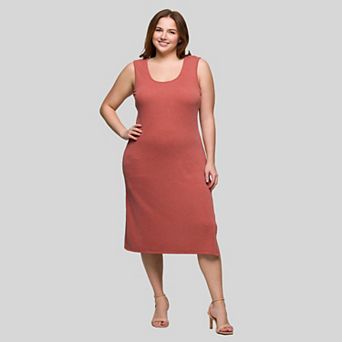 Plus Size 24Seven Comfort Apparel Sleeveless Side Slit Midi Dress