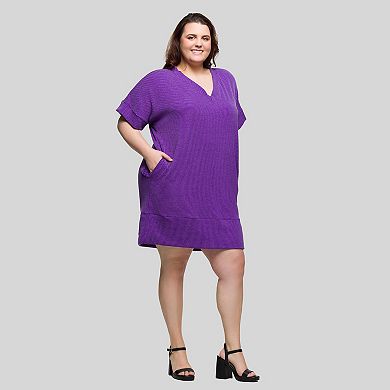 Plus Size 24Seven Comfort Apparel V-Neck Pocket T-Shirt Dress
