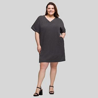 Plus Size 24Seven Comfort Apparel V-Neck Pocket T-Shirt Dress