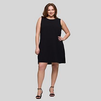Plus Size 24Seven Comfort Apparel Sleeveless Mini Shift Dress