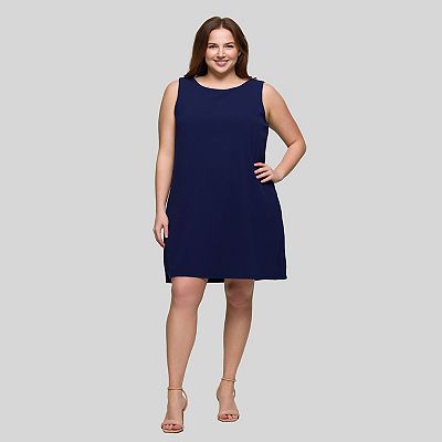 Plus Size 24Seven Comfort Apparel Sleeveless Mini Shift Dress