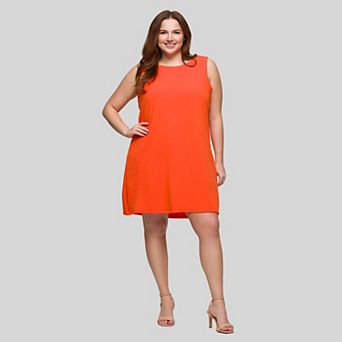 Plus Size 24Seven Comfort Apparel Sleeveless Mini Shift Dress