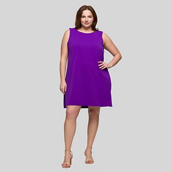 Plus Size 24Seven Comfort Apparel Sleeveless Mini Shift Dress