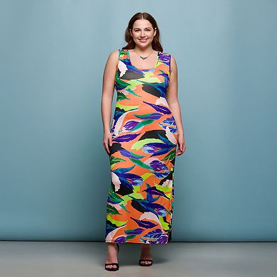 Plus Size 24Seven Comfort Apparel Razorback Tank Maxi Dress