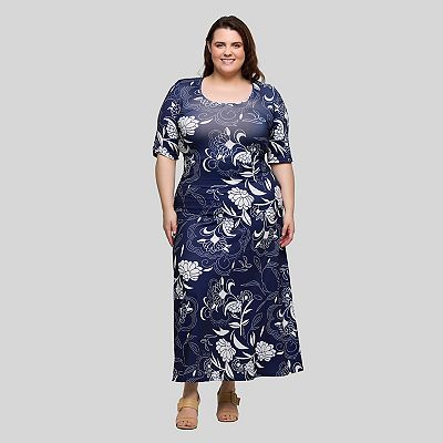 a line maxi dress plus size Sydneys Closet SC7386 Long Prom Dress Plus Size Strapless A-Line Floral Slit Puff Sleeves Train Pockets Formal Gown 14 / Green Floral