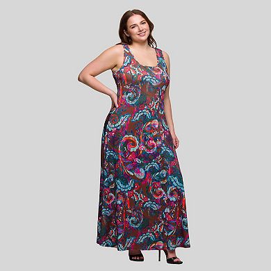 Plus Size 24Seven Comfort Apparel Sleeveless A-Line Maxi Dress