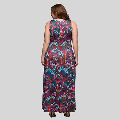 Plus Size 24Seven Comfort Apparel Sleeveless A-Line Maxi Dress