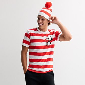 Men's Where's Waldo Halloween Graphic Tee & Beanie Set