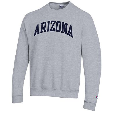 Men's Champion Heather Gray Arizona Wildcats Basic Arch Fleece Pullover Sweatshirt