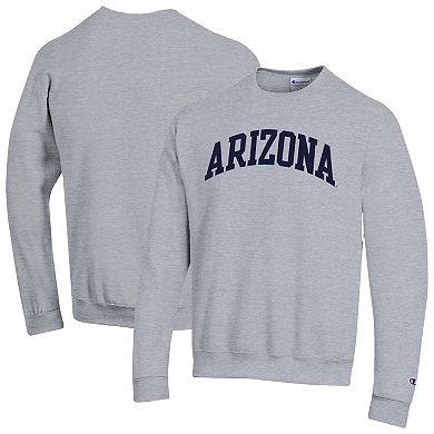 Men's Champion Heather Gray Arizona Wildcats Basic Arch Fleece Pullover Sweatshirt