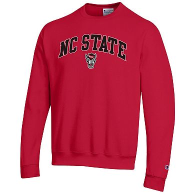 Men's Champion Red NC State Wolfpack Arch Over Logo Pullover Sweatshirt