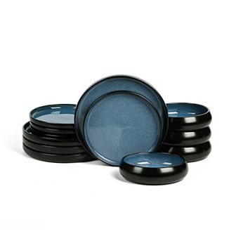 Stone Lain Lagoon 12 pc Stoneware Round Dinnerware Set