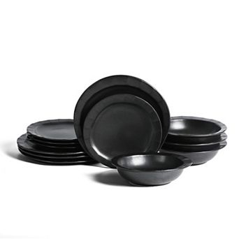 Stone Lain Oasis 12 pc Textured Stoneware Dinnerware Set