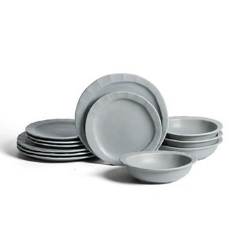 Stone Lain Oasis 12 pc Textured Stoneware Dinnerware Set