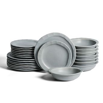 Stone Lain Oasis 24 pc Textured Stoneware Dinnerware Set