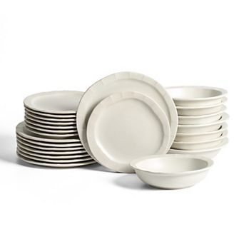 Stone Lain Oasis 24 pc Textured Stoneware Dinnerware Set