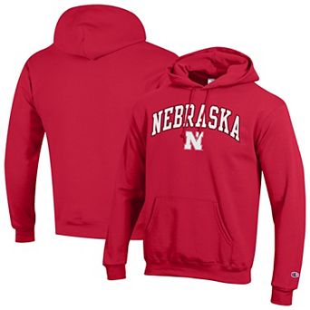 Men's�Champion Scarlet Nebraska Huskers Arched Logo Fleece Pullover Hoodie
