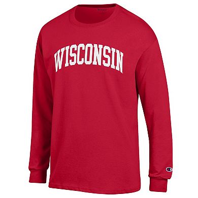 Men's Champion Red Wisconsin Badgers Basic Arch Long Sleeve T-Shirt