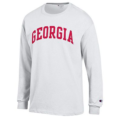 Men's Champion White Georgia Bulldogs Basic Arch Long Sleeve T-Shirt