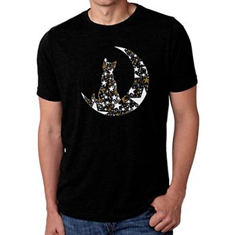Cat Sitting On Moon - Men's Premium Blend Word Art T-Shirt