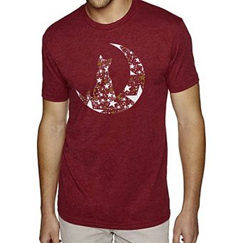 Cat Sitting On Moon - Men's Premium Blend Word Art T-Shirt