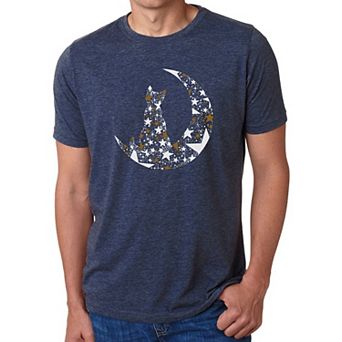 Cat Sitting On Moon - Men's Premium Blend Word Art T-Shirt