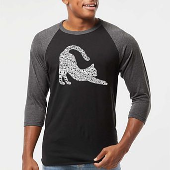 Stretching Cat - Men's Raglan Baseball Word Art T-shirt