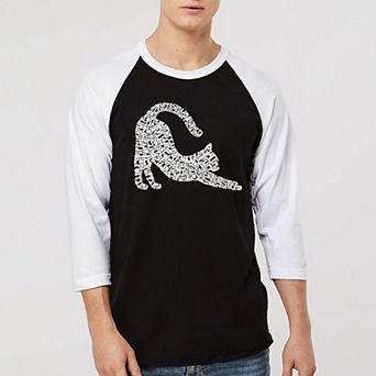 Stretching Cat - Men's Raglan Baseball Word Art T-shirt