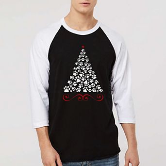 Paw Christmas Tree - Men's Raglan Baseball Word Art T-shirt