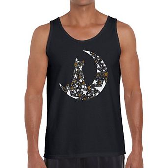 Cat Sitting On Moon - Men's Word Art Tank Top