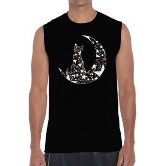 Cat Sitting On Moon - Men's Word Art Sleeveless T-Shirt