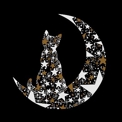 Cat Sitting On Moon - Men's Tall and Long Word Art T-Shirt