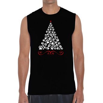 Paw Christmas Tree - Men's Word Art Sleeveless T-shirt