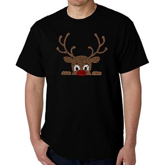 Peeking Reindeer - Men's Word Art T-Shirt