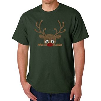 Peeking Reindeer - Men's Word Art T-Shirt