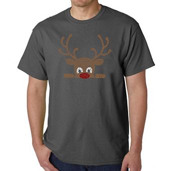 Peeking Reindeer - Men's Word Art T-Shirt