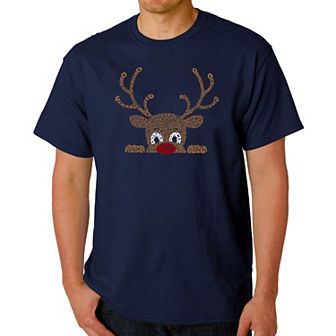 Peeking Reindeer - Men's Word Art T-Shirt