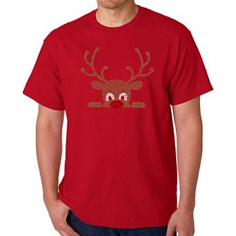 Peeking Reindeer - Men's Word Art T-Shirt