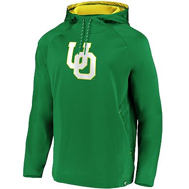 Men's Fanatics Green Oregon Ducks Iconic Defender Stealth Raglan Pullover Hoodie