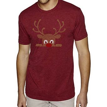 Peeking Reindeer - Men's Premium Blend Word Art T-Shirt