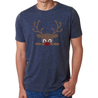 Peeking Reindeer - Men's Premium Blend Word Art T-Shirt