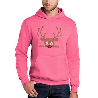 Peeking Reindeer - Men's Word Art Hooded Sweatshirt