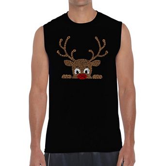 Peeking Reindeer - Men's Word Art Sleeveless T-Shirt