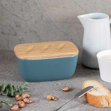 6.5" Large Butter Dish - Ceramic Butter Dish with Lid for Countertop